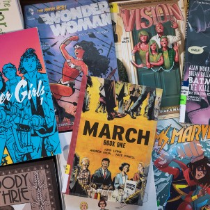 Pile of graphic novels