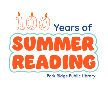 Logo in blue and orange letters with candles '100 Years of Summer Reading'